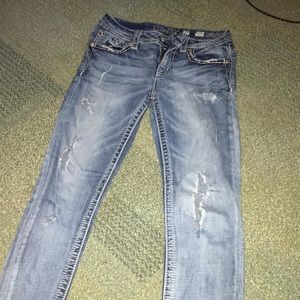 Light blue denim ripped jeans size 27 brand MissMe